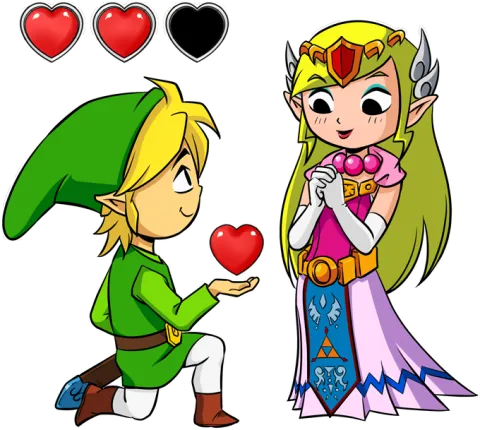 Un héros offrant son coeur à sa belle princesse...